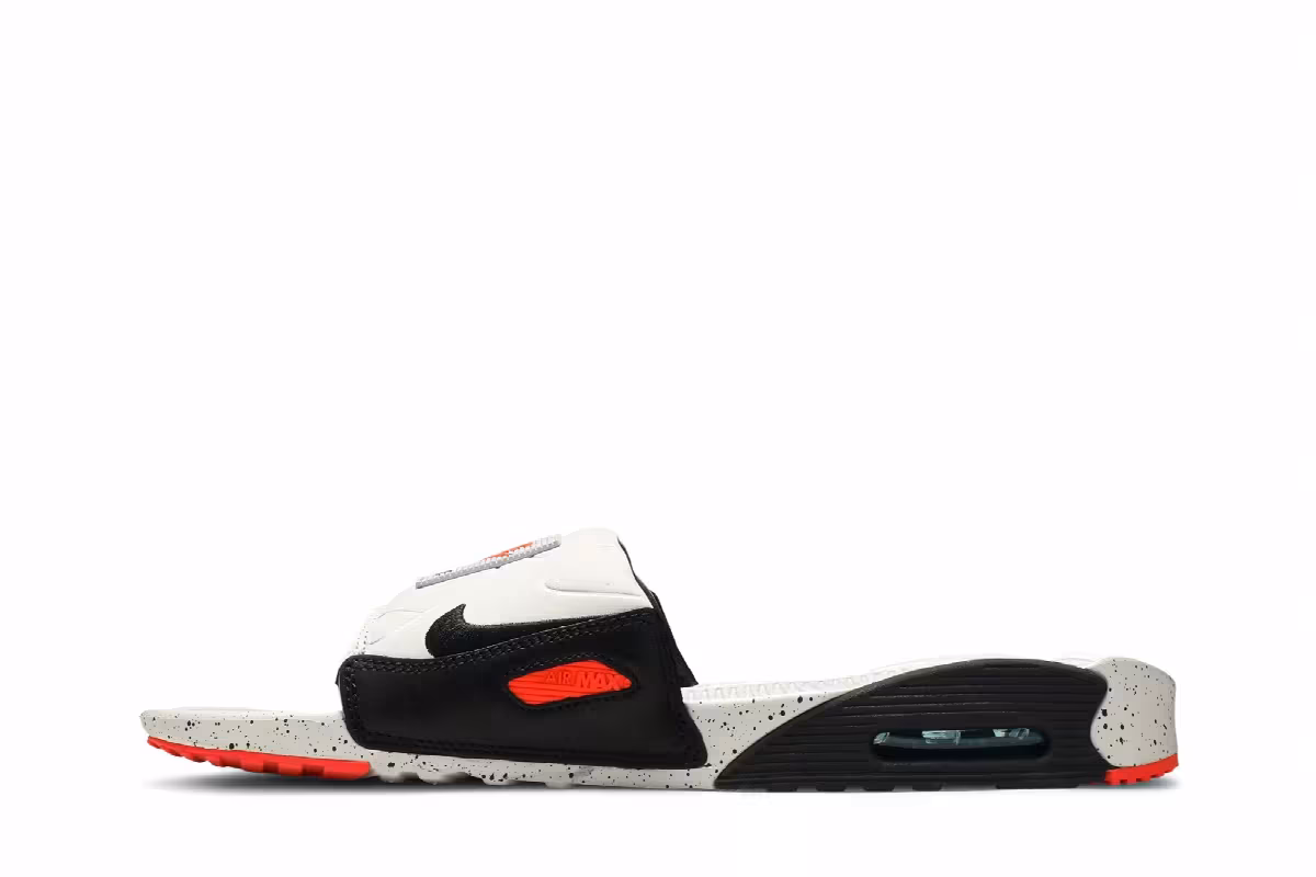 Nike Air Max 90 Slide White Turf Orange Speckled, view 4