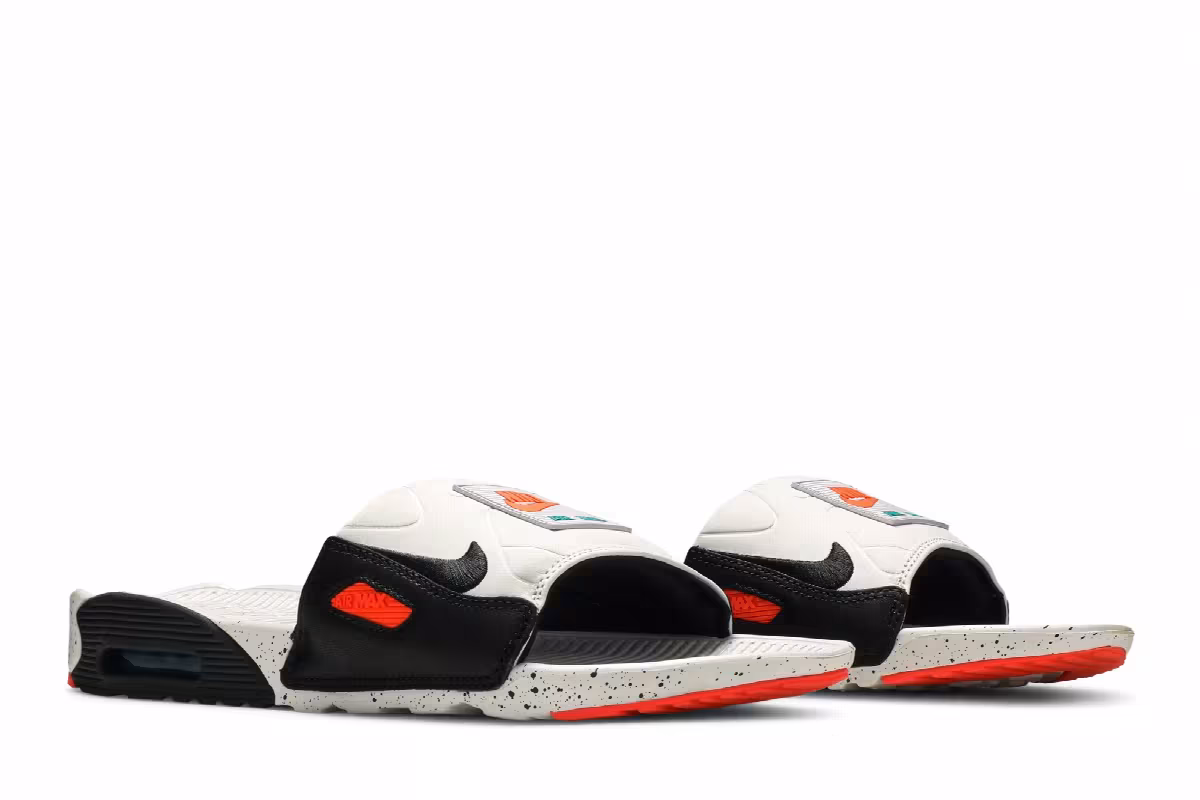 Nike Air Max 90 Slide White Turf Orange Speckled, view 9