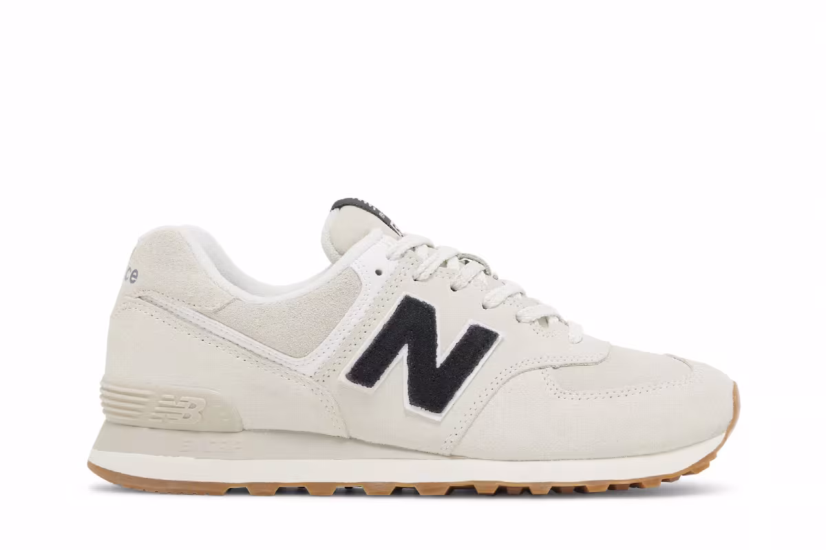 New Balance 574 Off White Black, view 2