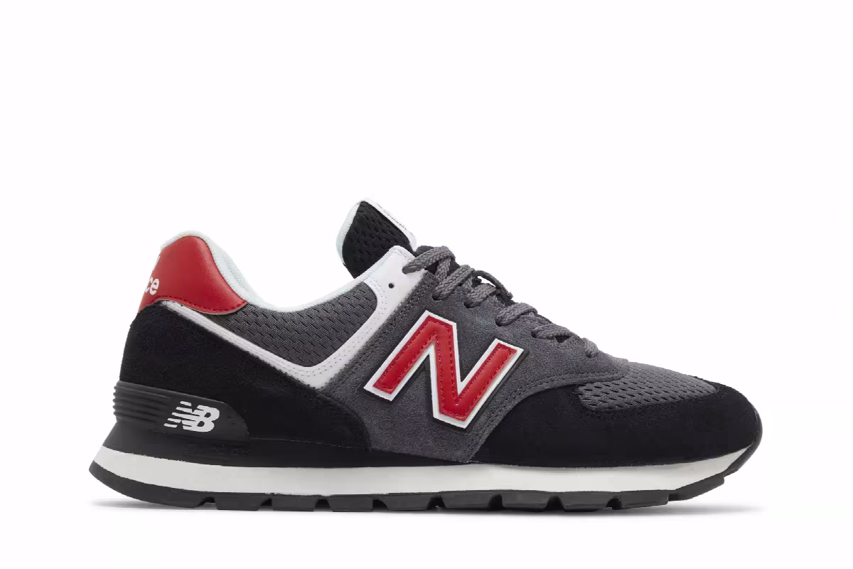 New Balance 574 Rugged Black Red, view 2