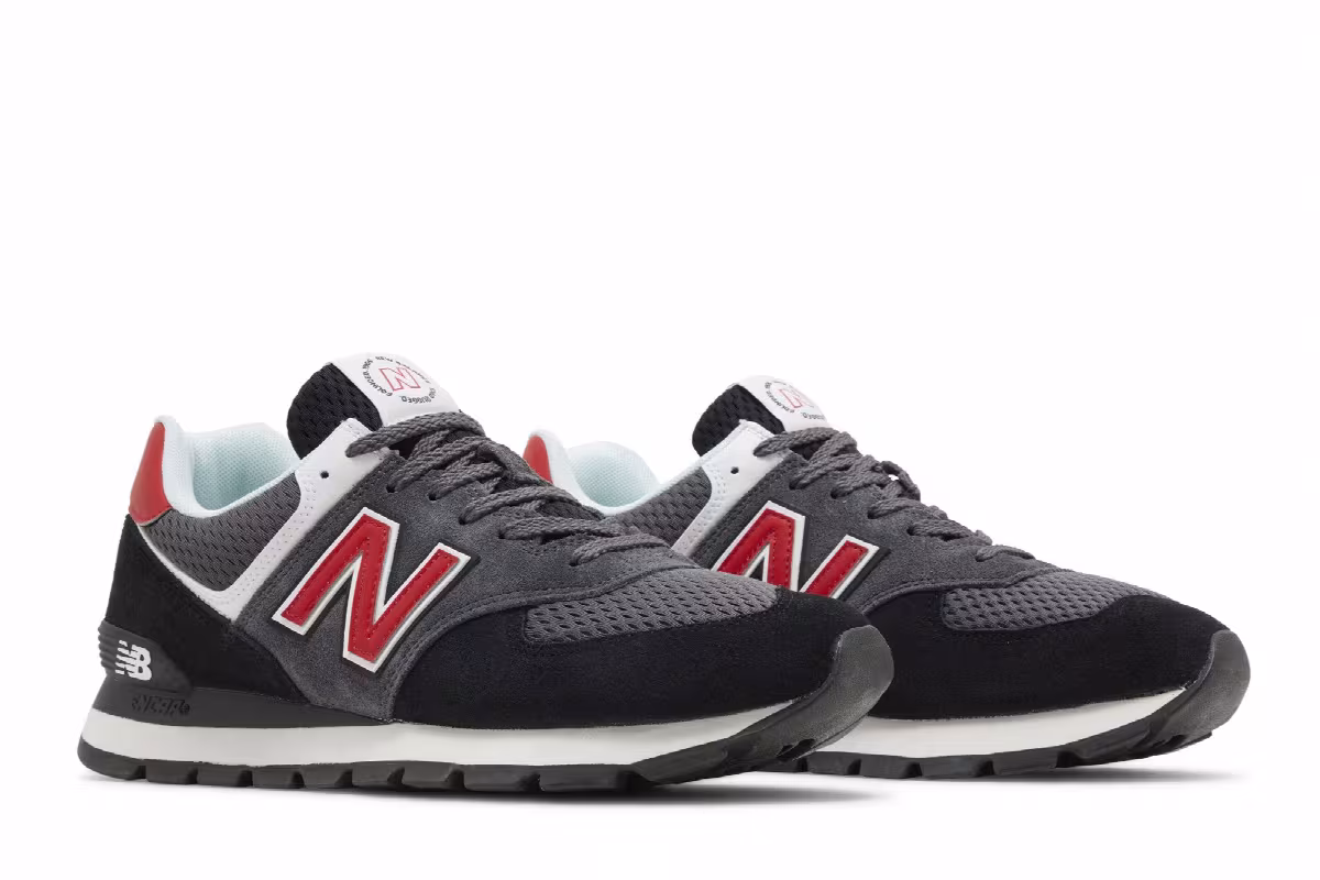 New Balance 574 Rugged Black Red, view 9