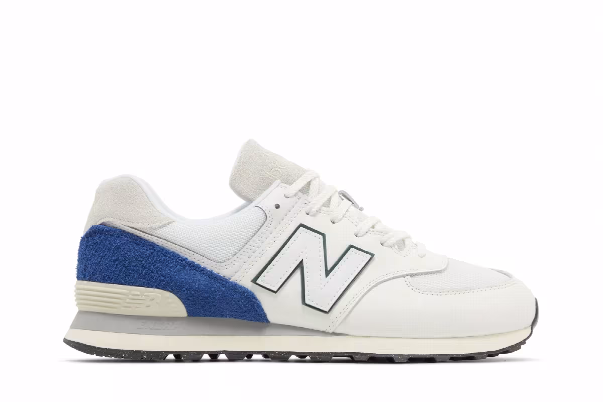 New Balance 574 White Royal Blue, view 2