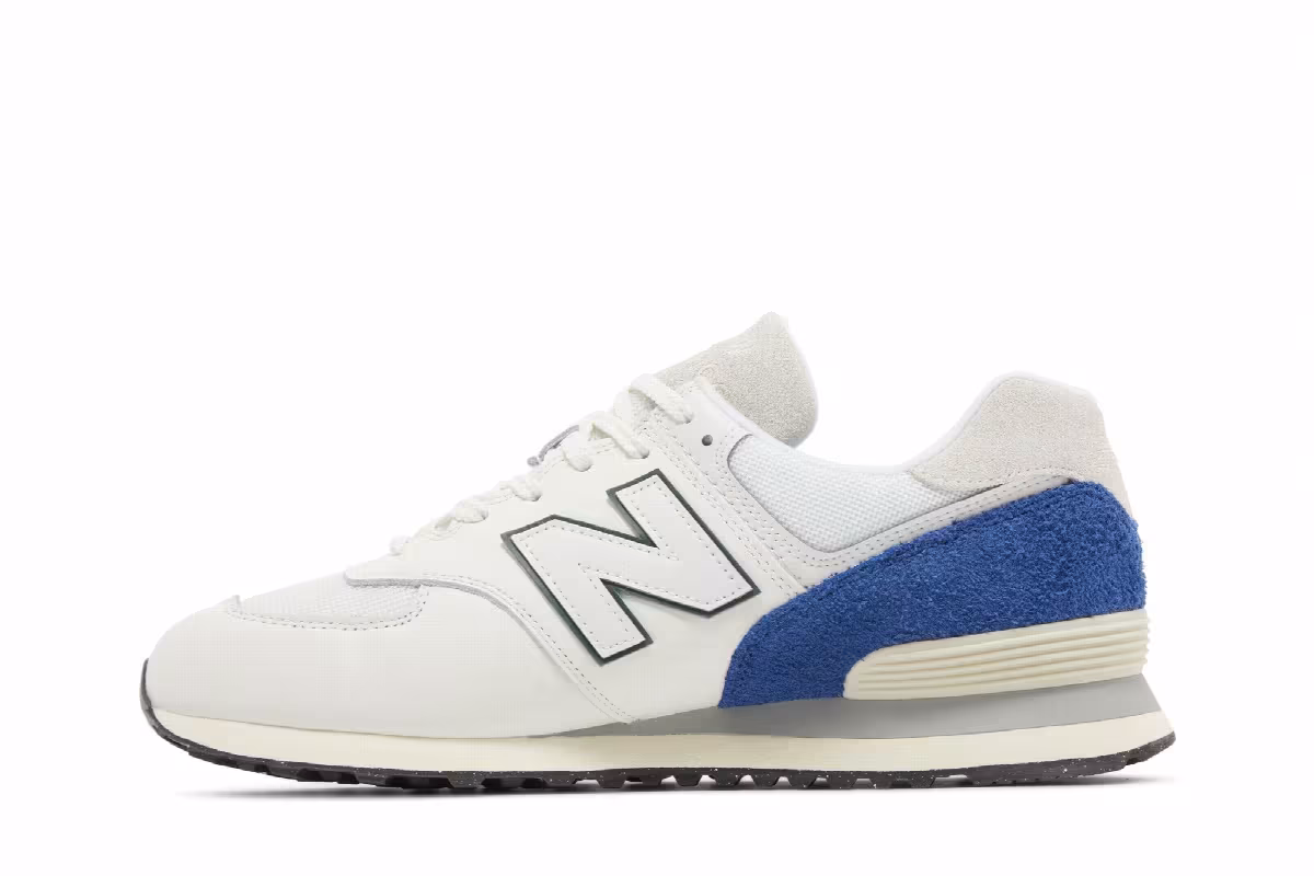 New Balance 574 White Royal Blue, view 4