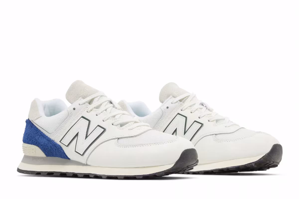 New Balance 574 White Royal Blue, view 9