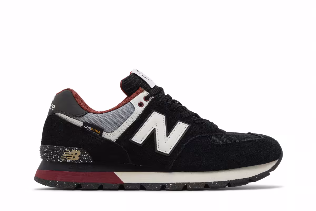 New Balance 574 Rugged Black Red, view 2