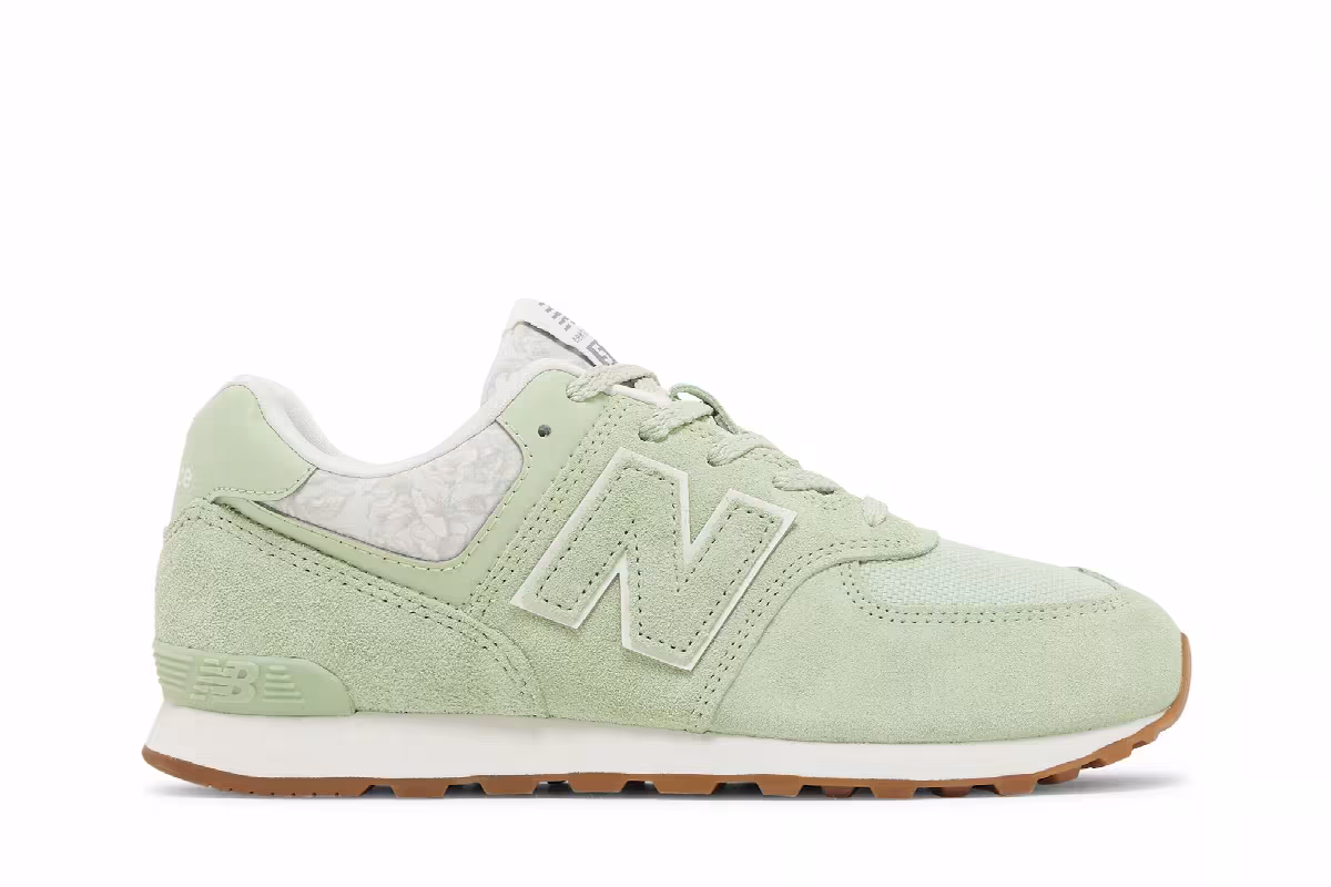 New Balance 574 Big Kid Floral - Avocado Gum, view 2