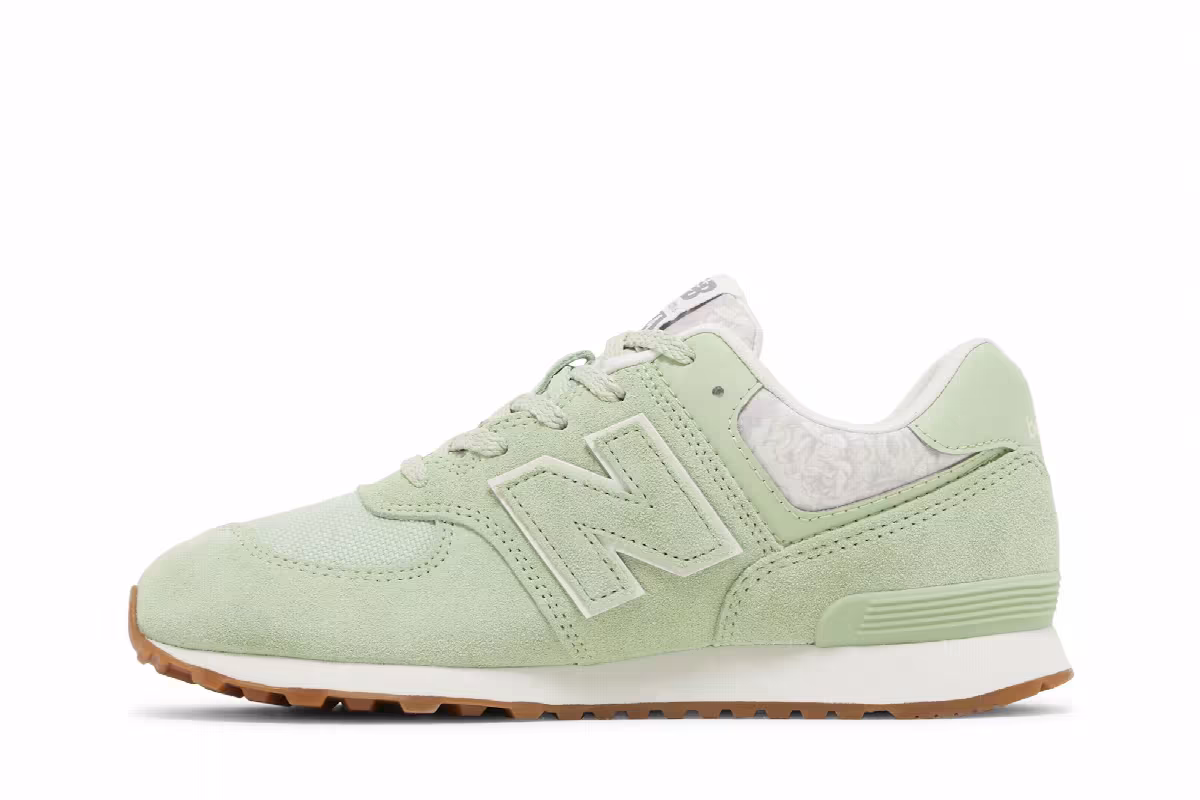 New Balance 574 Big Kid Floral - Avocado Gum, view 4