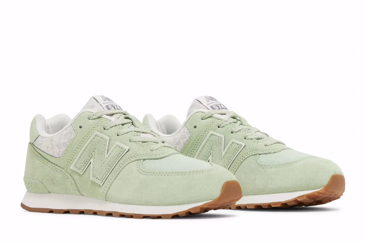 New Balance 574 Big Kid Floral - Avocado Gum, view 9