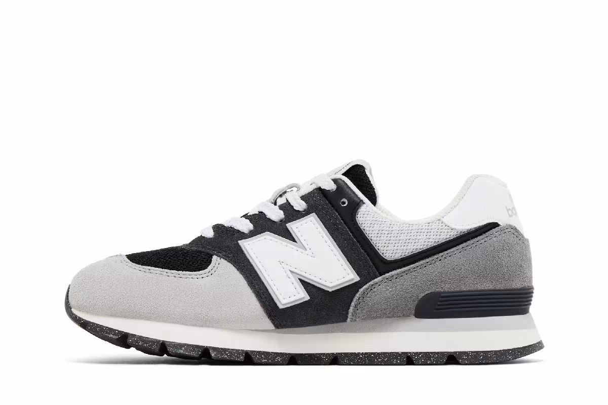 New Balance 574 Big Kid Blacktop White, view 4