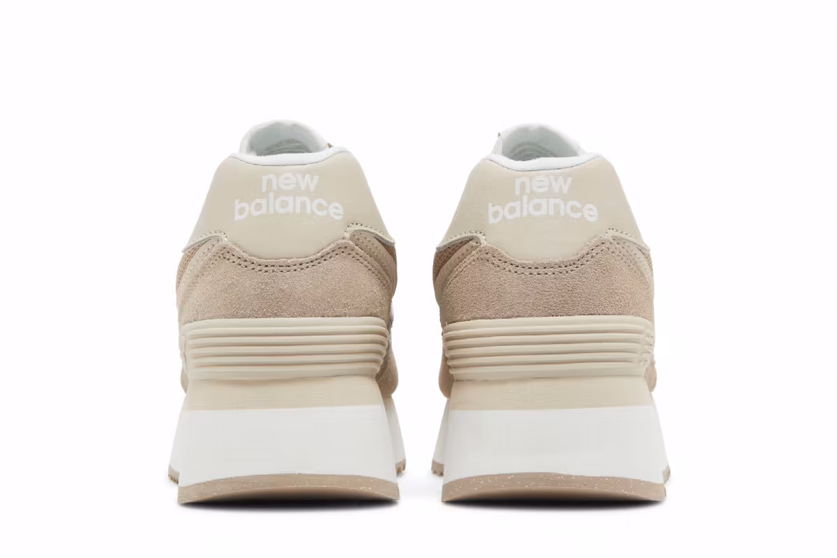 New Balance Women's 574+ Driftwood Timberwolf, view 7