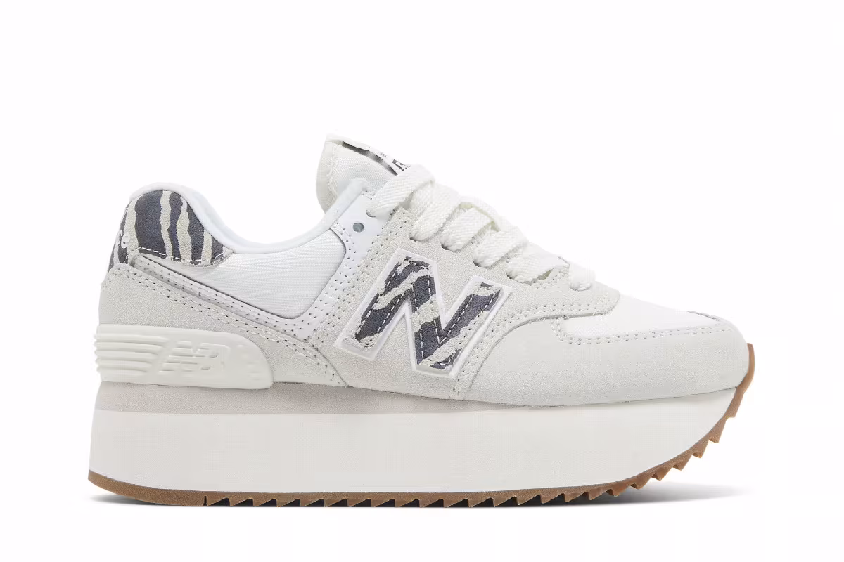 New Balance Women's 574+ Sea Salt Animal Print, view 2