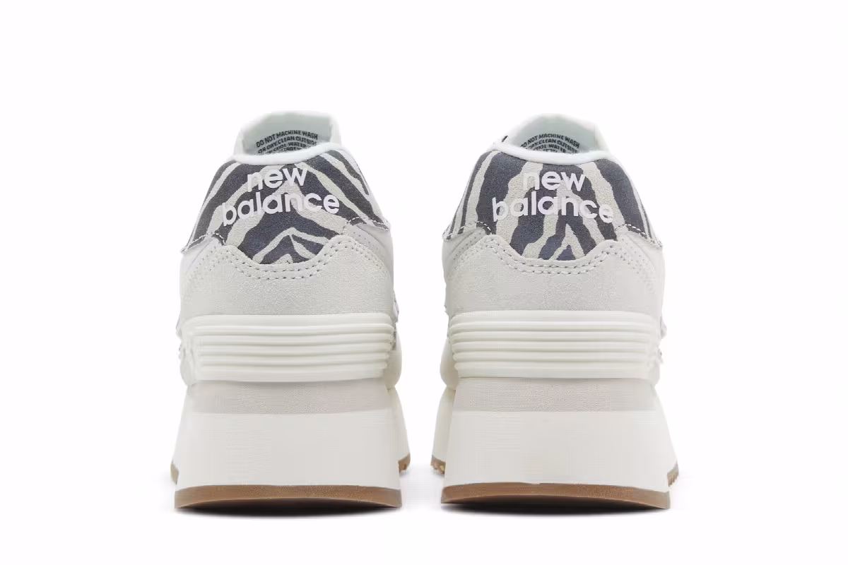 New Balance Women's 574+ Sea Salt Animal Print, view 7
