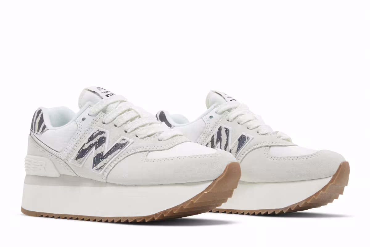 New Balance Women's 574+ Sea Salt Animal Print, view 9