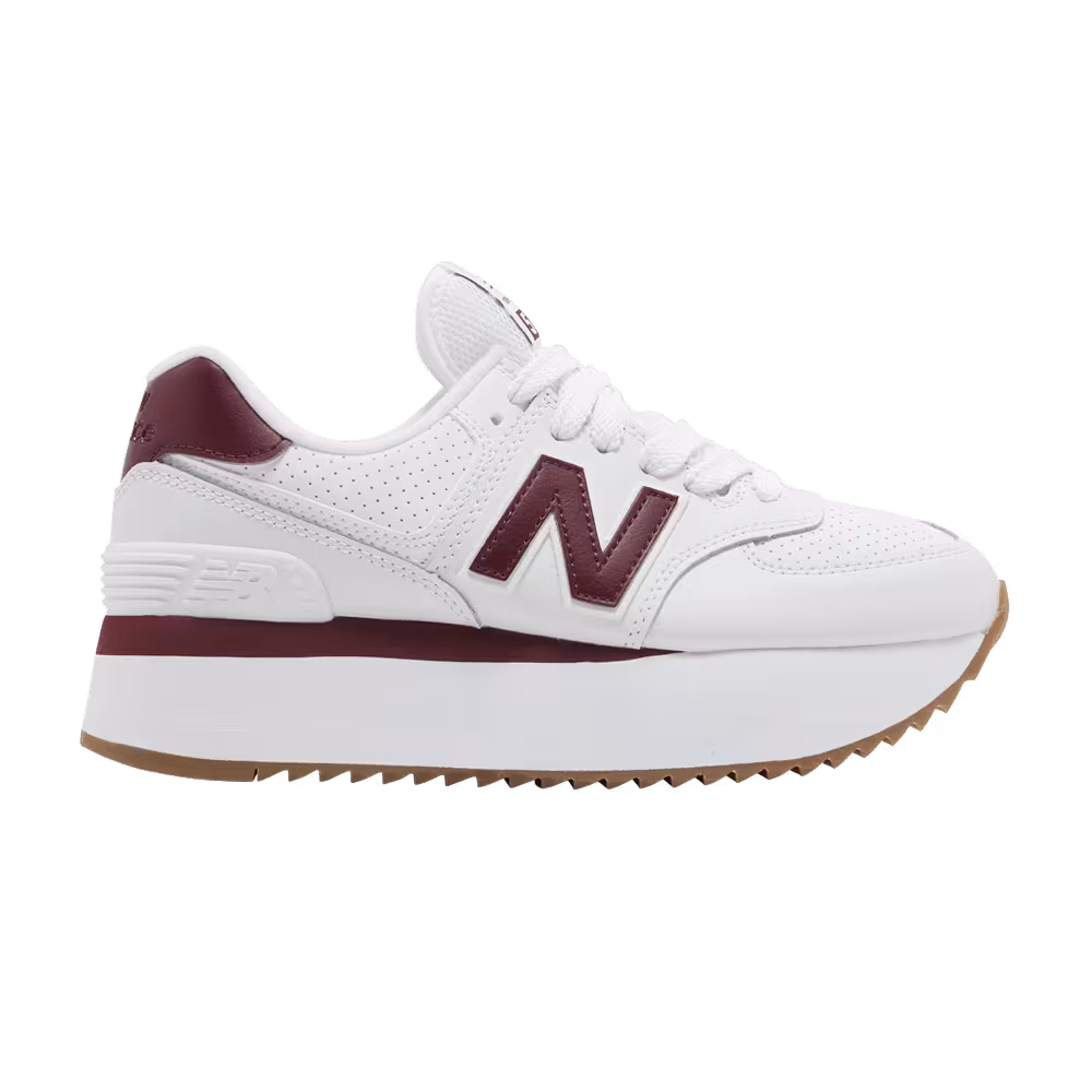 New Balance Women's 574+ White Burgundy