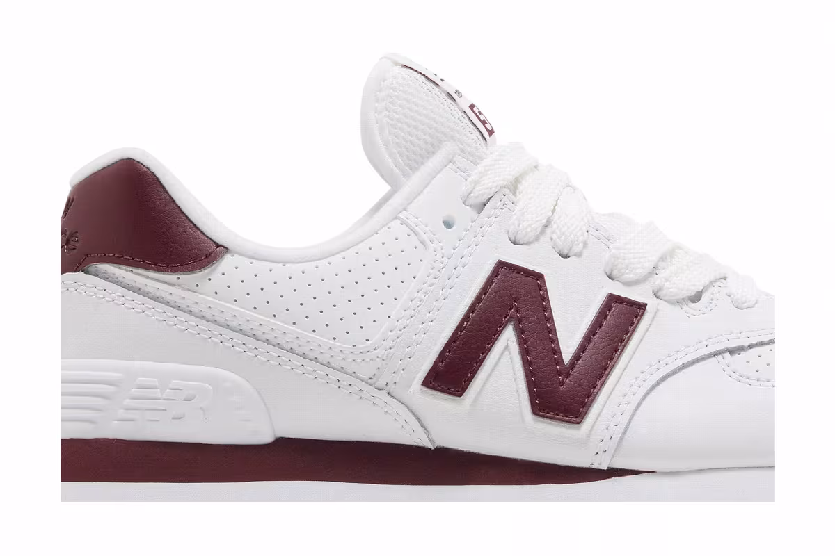 New Balance Women's 574+ White Burgundy, view 3