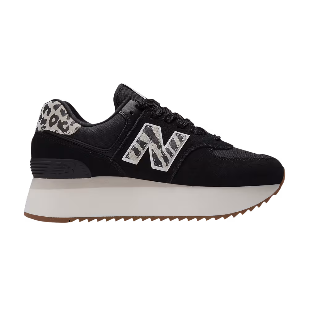New Balance Women's 574+ Black Animal Print