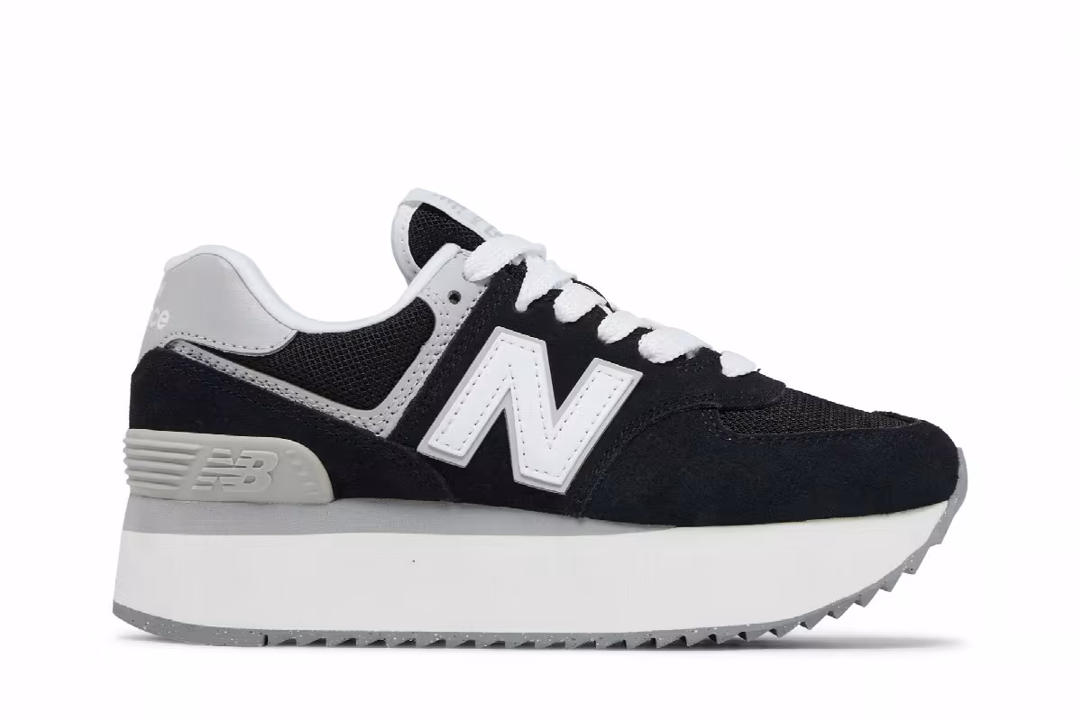 New Balance Women's 574+ Black White, view 2