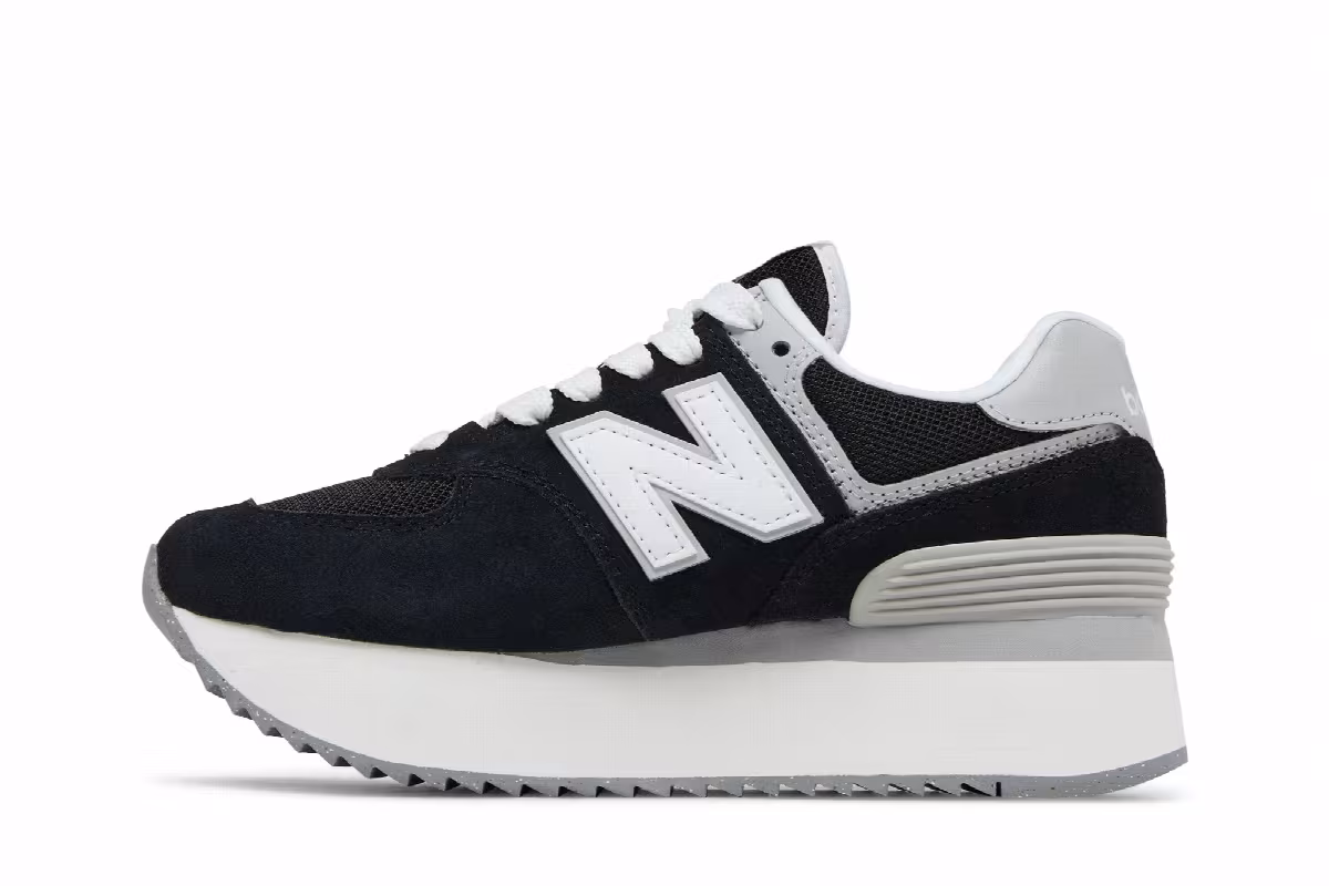 New Balance Women's 574+ Black White, view 4