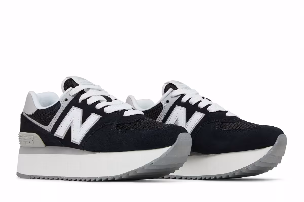 New Balance Women's 574+ Black White, view 9