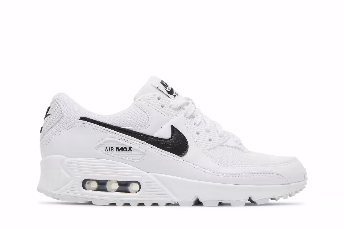 Nike Women's Air Max 90 White Black, view 2