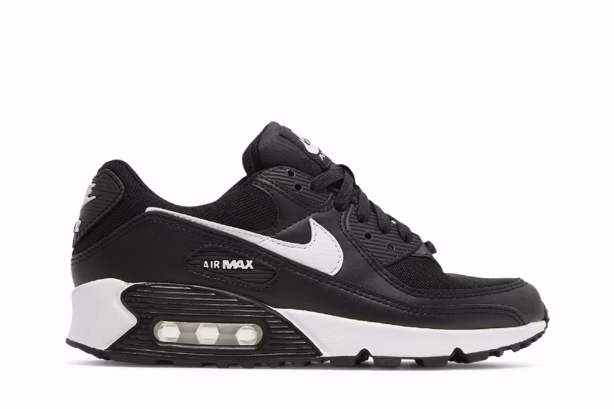 Nike Women's Air Max 90 Black White, view 2