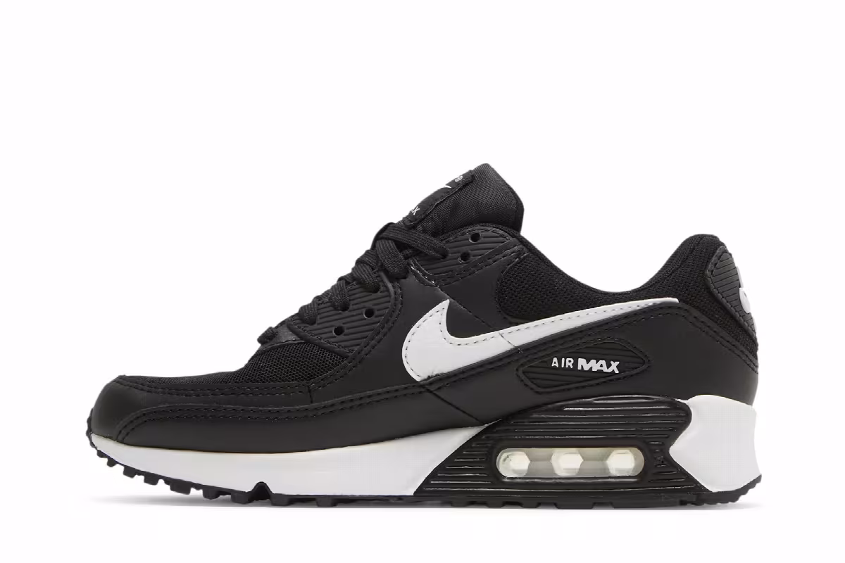 Nike Women's Air Max 90 Black White, view 4