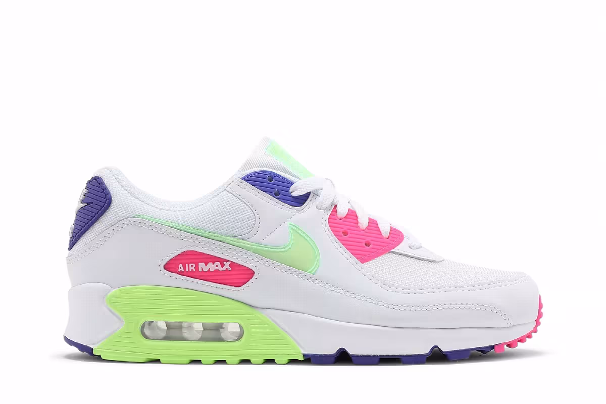 Nike Women's Air Max 90 White Indigo Burst Volt, view 2