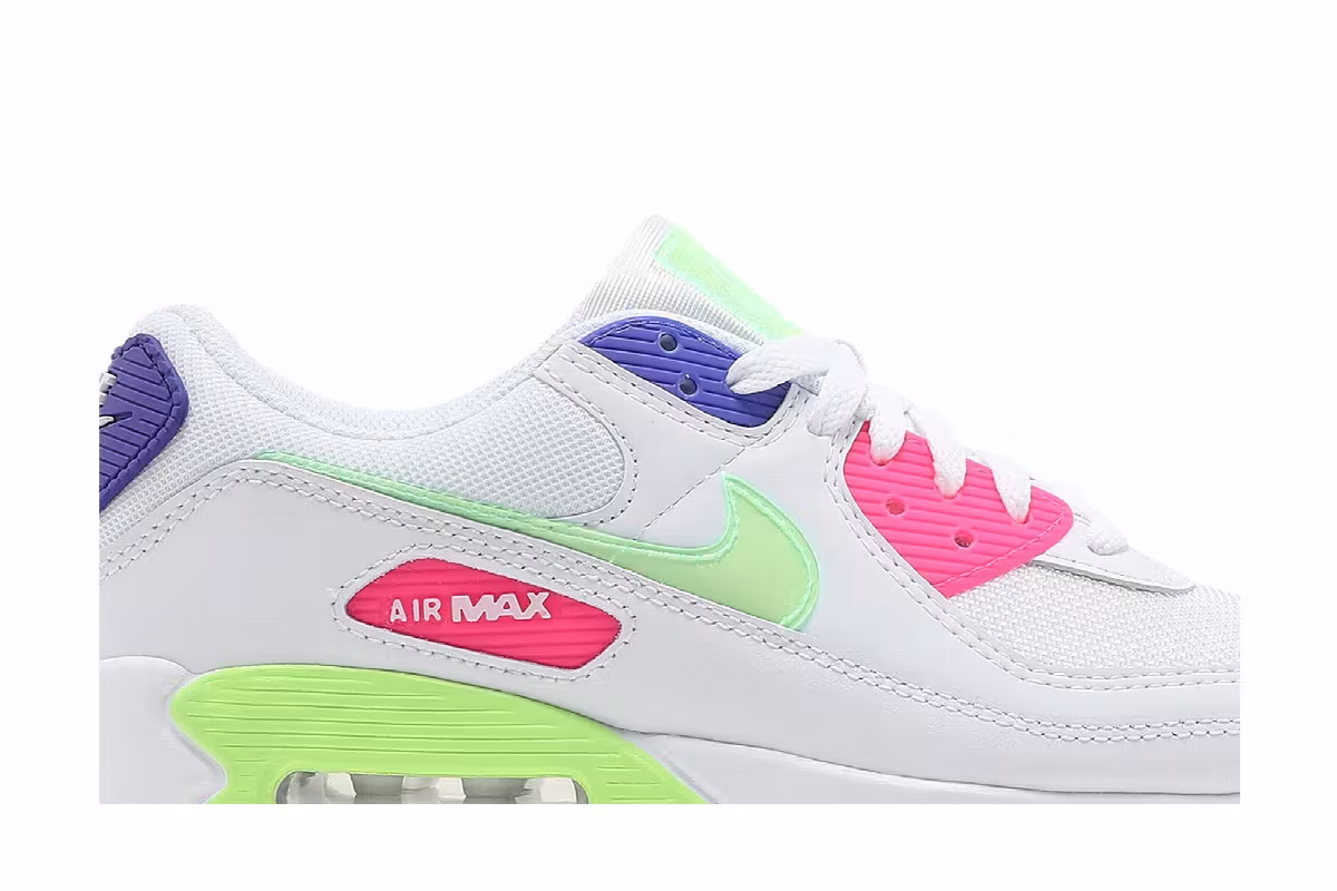 Nike Women's Air Max 90 White Indigo Burst Volt, view 3