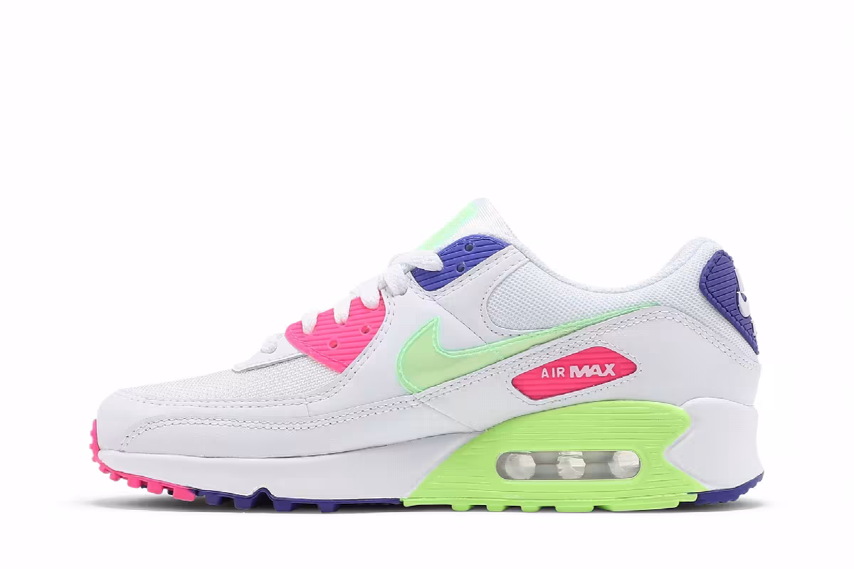 Nike Women's Air Max 90 White Indigo Burst Volt, view 4
