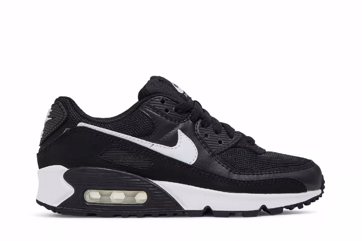Nike Women's Air Max 90 Black White, view 2