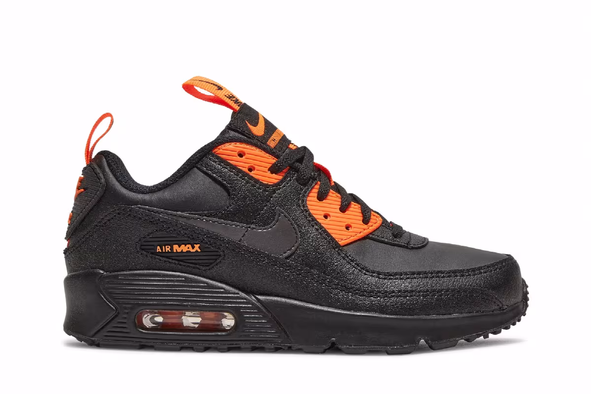 Nike Air Max 90 SE GS Black Total Orange, view 2