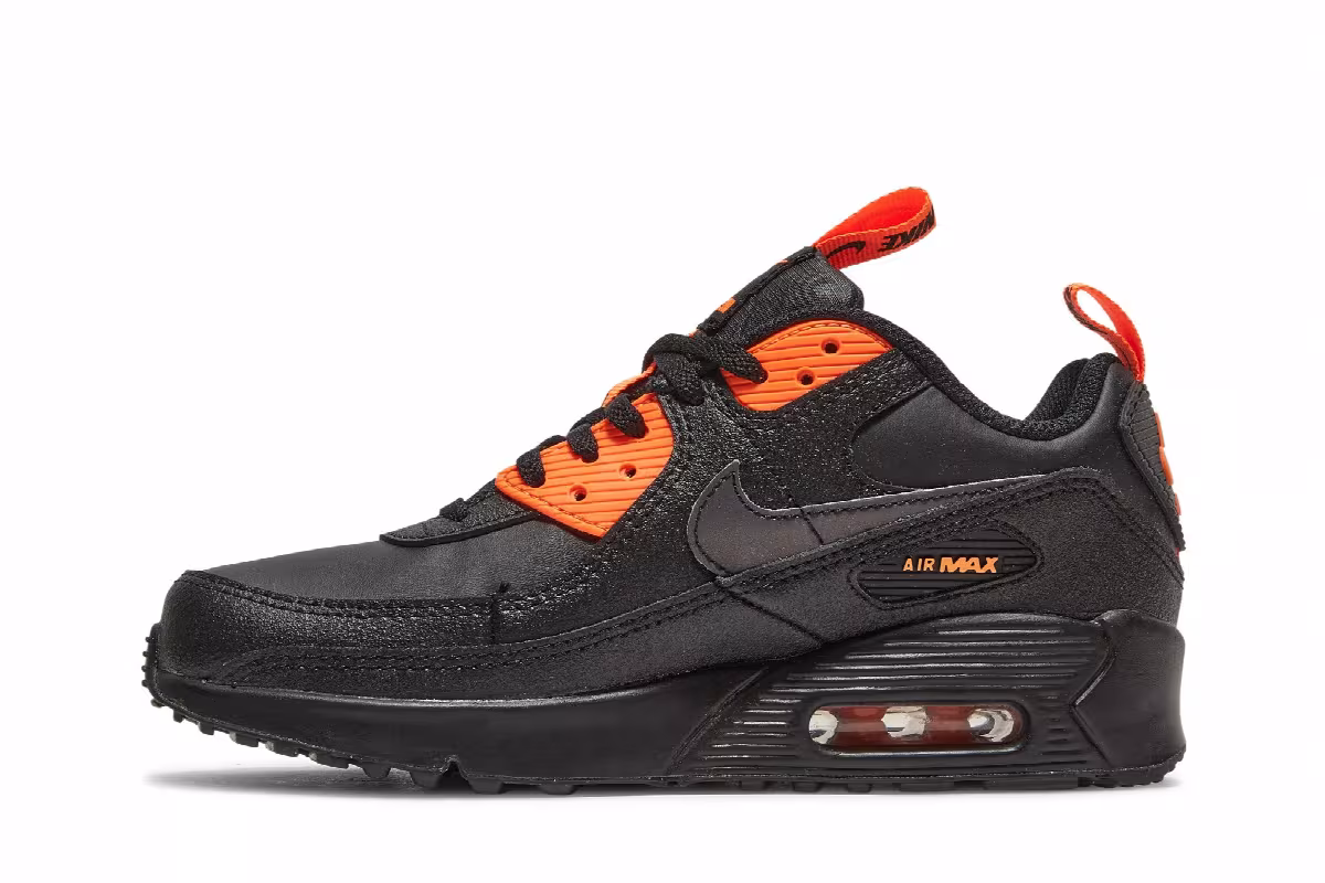 Nike Air Max 90 SE GS Black Total Orange, view 4