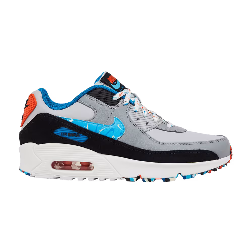 Nike Air Max 90 Leather GS Grey Fog Multi Swoosh