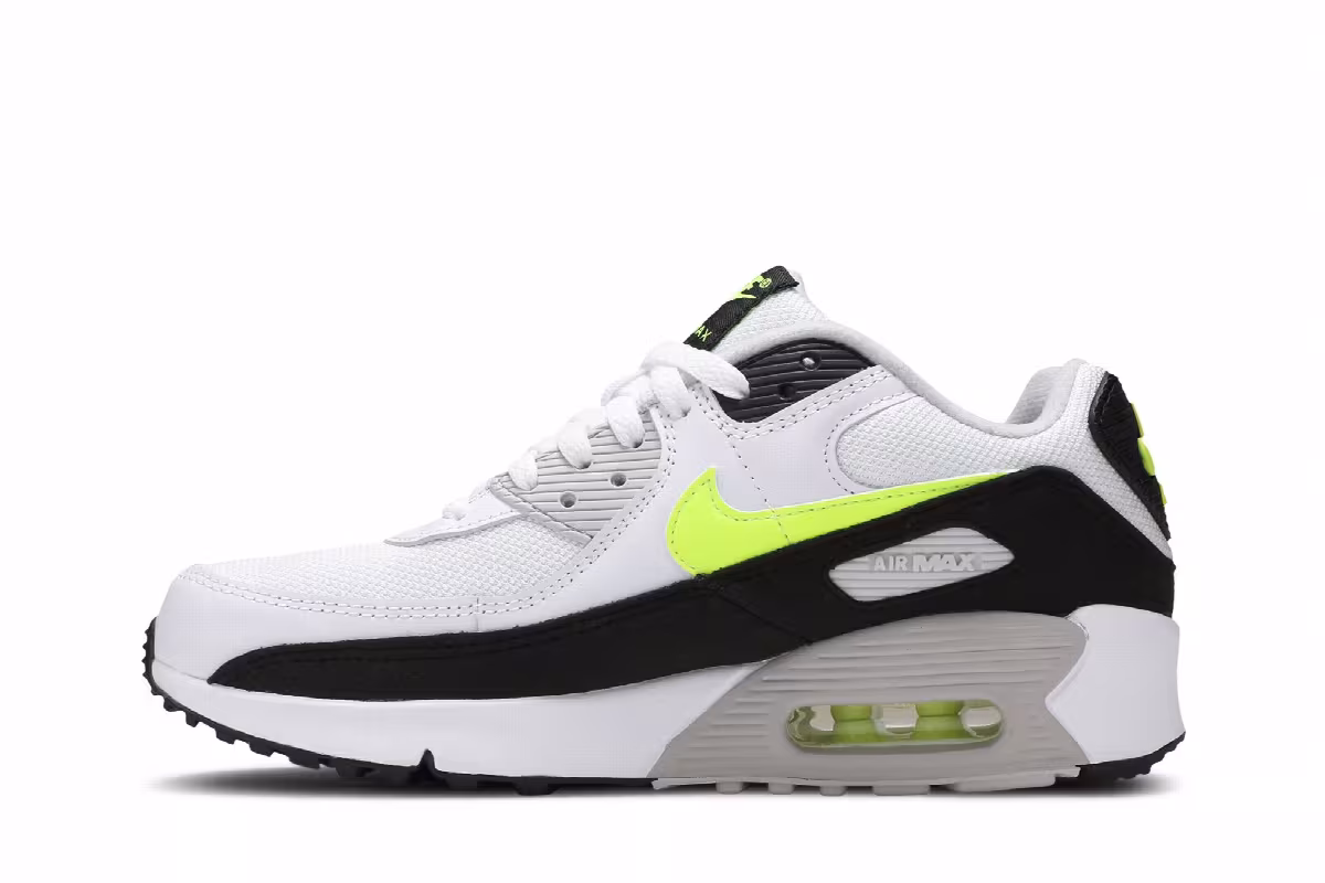 Nike Air Max 90 GS White Hot Lime, view 4