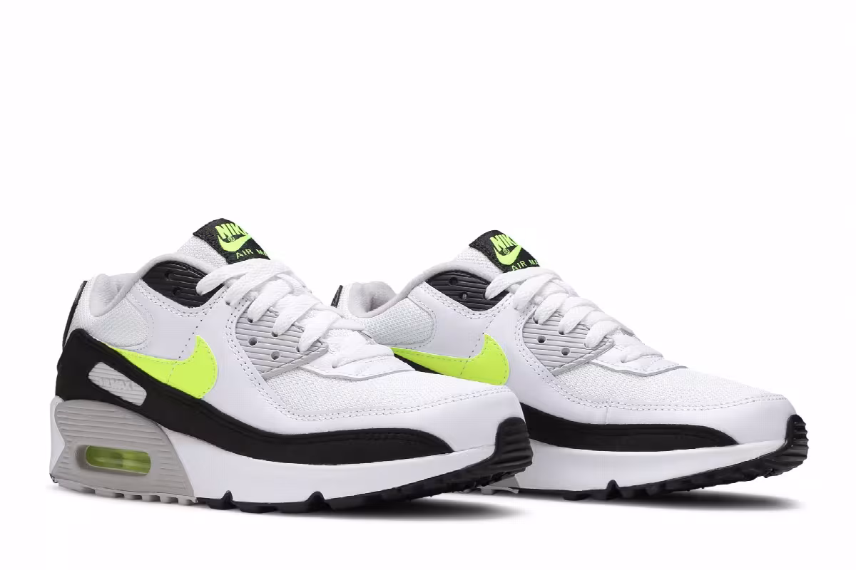 Nike Air Max 90 GS White Hot Lime, view 9