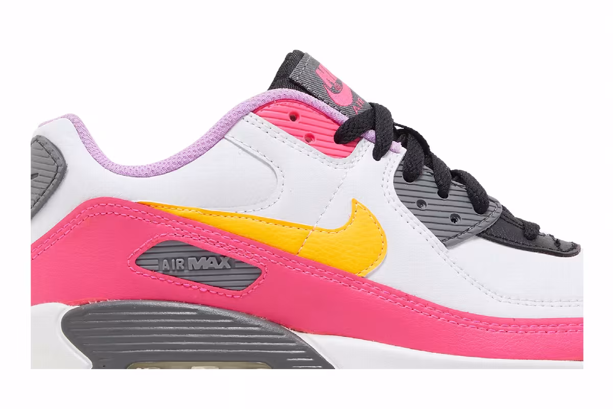 Nike Air Max 90 GS White Hyper Pink Orange, view 3