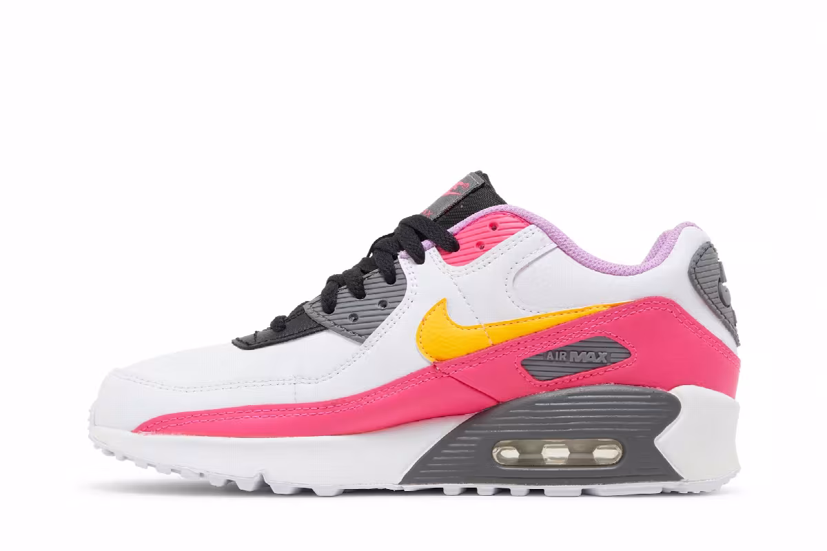 Nike Air Max 90 GS White Hyper Pink Orange, view 4