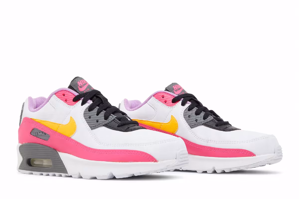 Nike Air Max 90 GS White Hyper Pink Orange, view 9