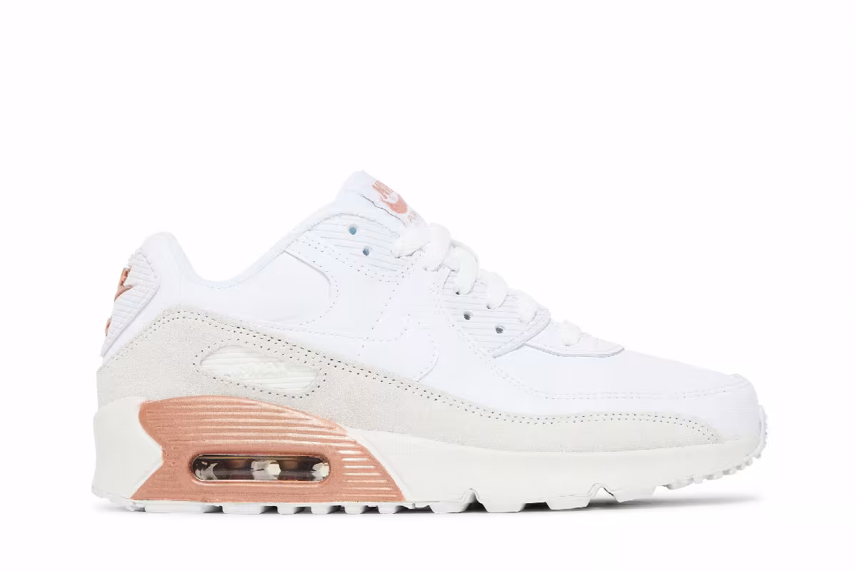 Nike Air Max 90 Leather GS White Metallic Red Bronze, view 2