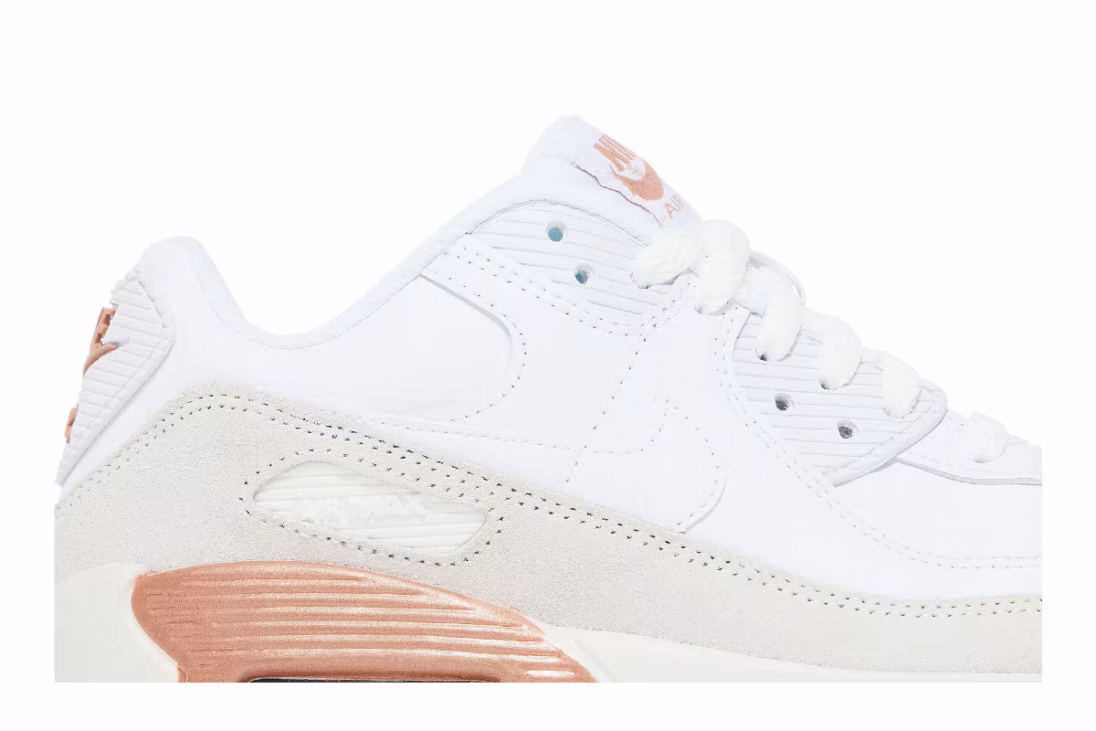 Nike Air Max 90 Leather GS White Metallic Red Bronze, view 3