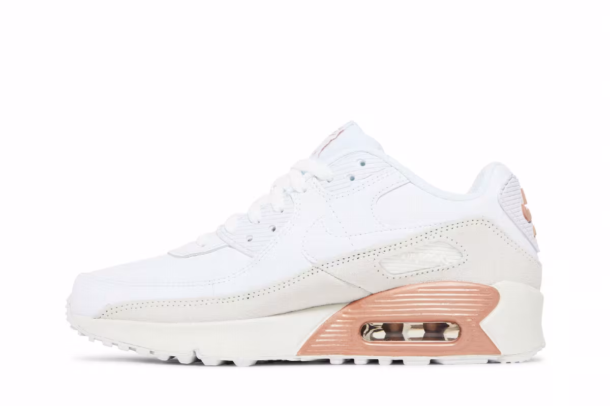 Nike Air Max 90 Leather GS White Metallic Red Bronze, view 4