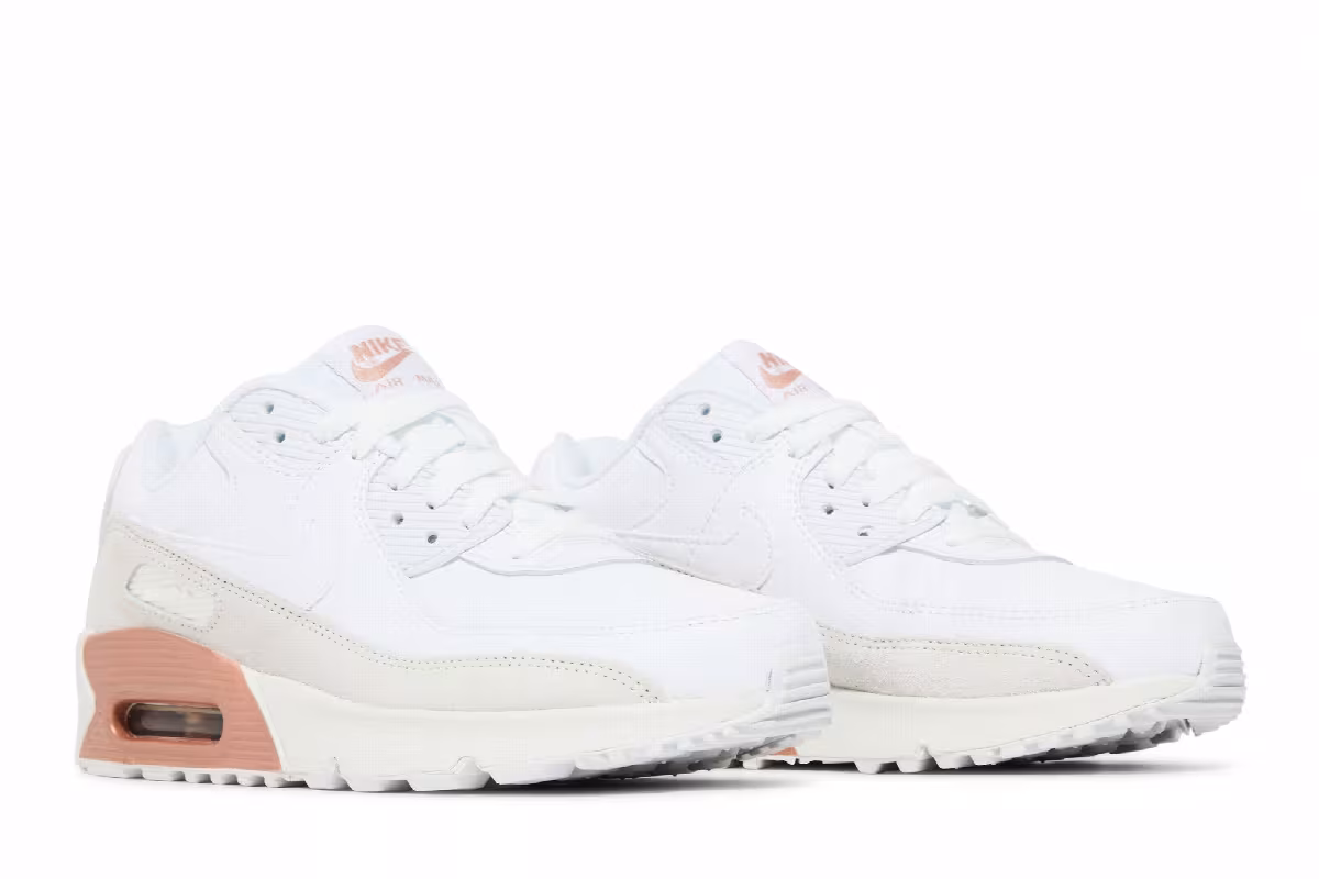 Nike Air Max 90 Leather GS White Metallic Red Bronze, view 9