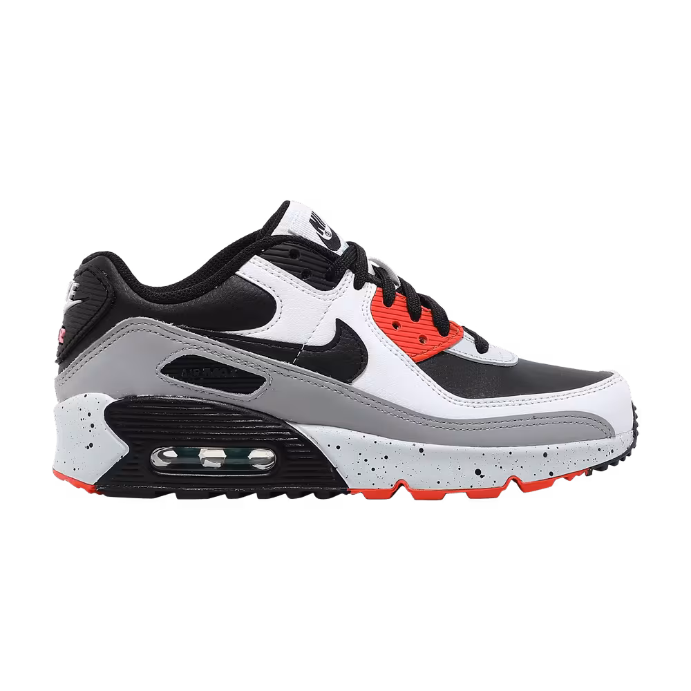 Nike Air Max 90 Leather GS White Turf Orange Speckled