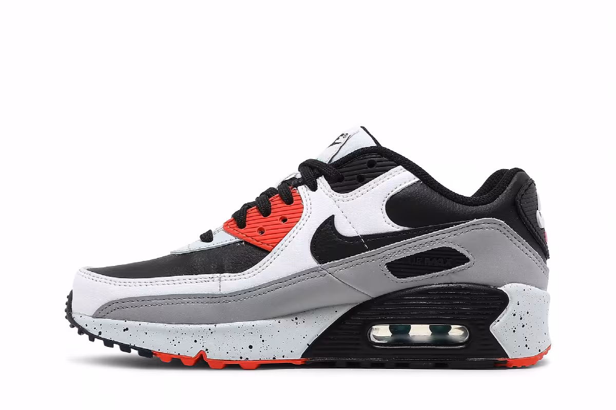 Nike Air Max 90 Leather GS White Turf Orange Speckled, view 4