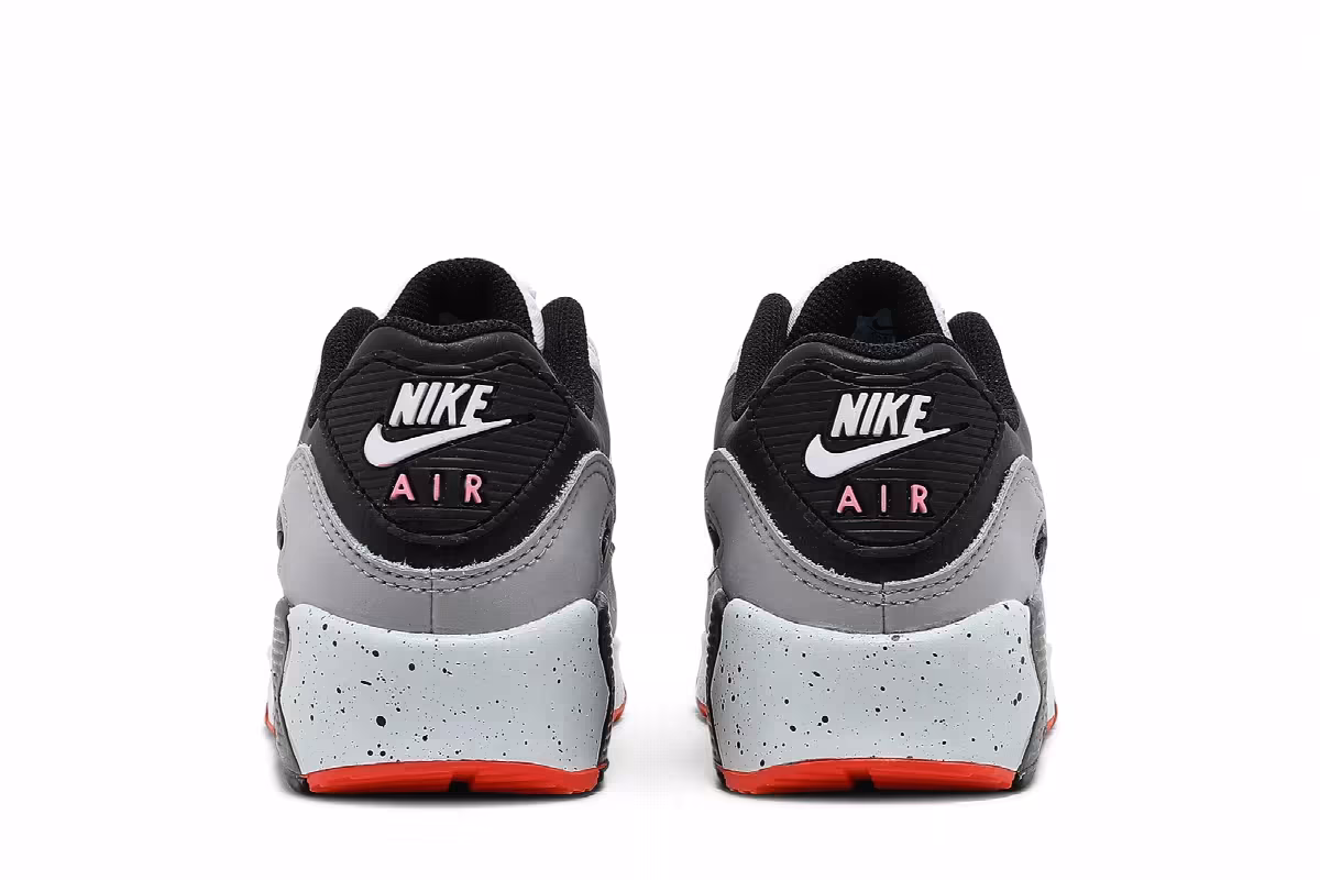 Nike Air Max 90 Leather GS White Turf Orange Speckled, view 7