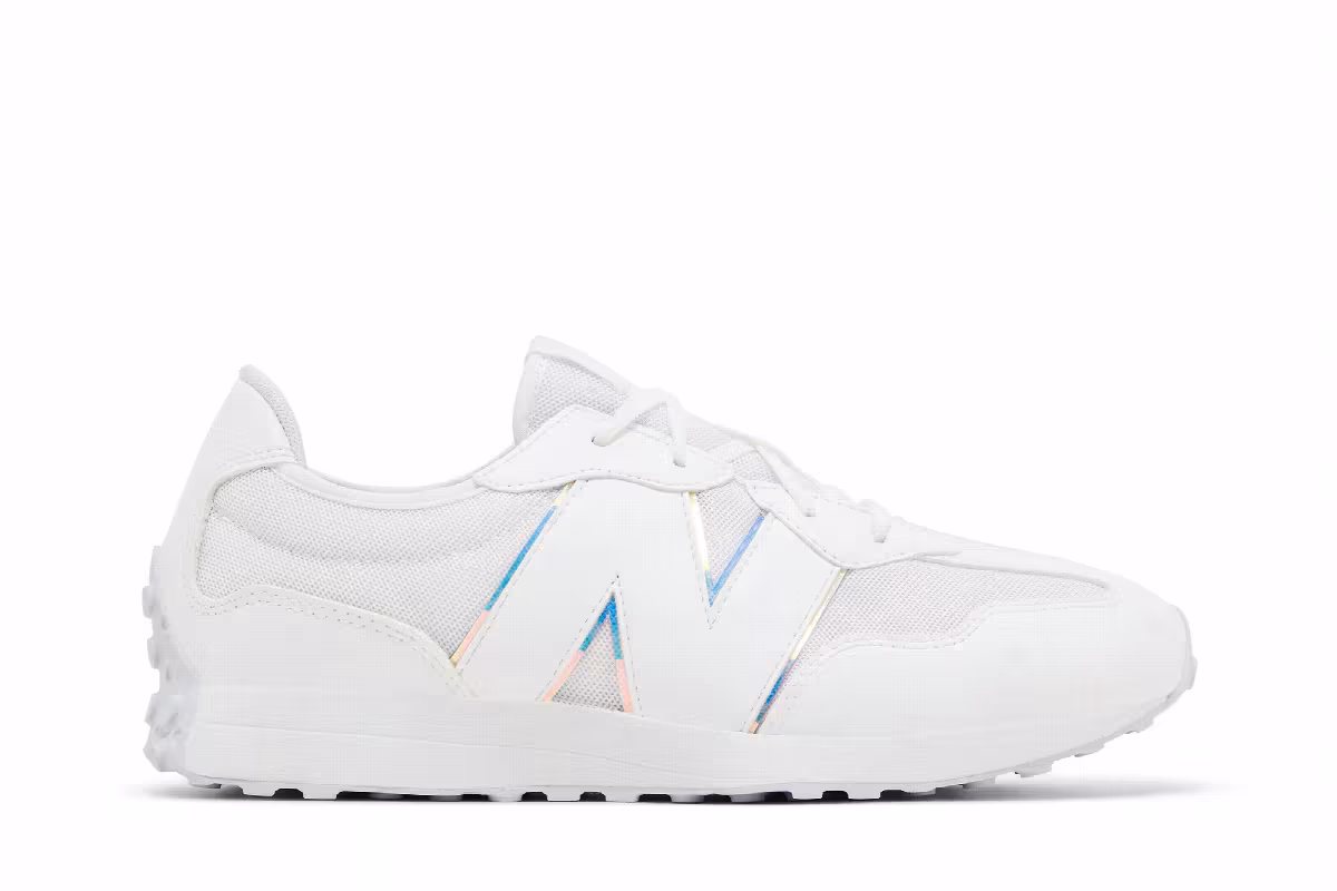 New Balance 327 Big Kid White Grey Iridescent, view 2