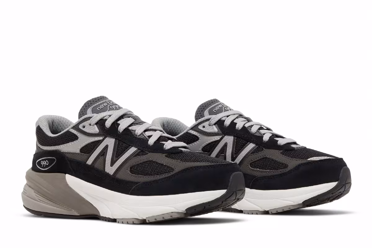 New Balance 990v6 Big Kid Black Silver, view 9