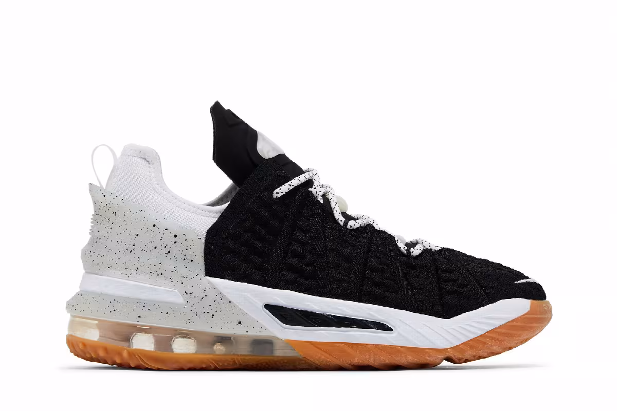 Nike LeBron 18 GS Black White Gum, view 2