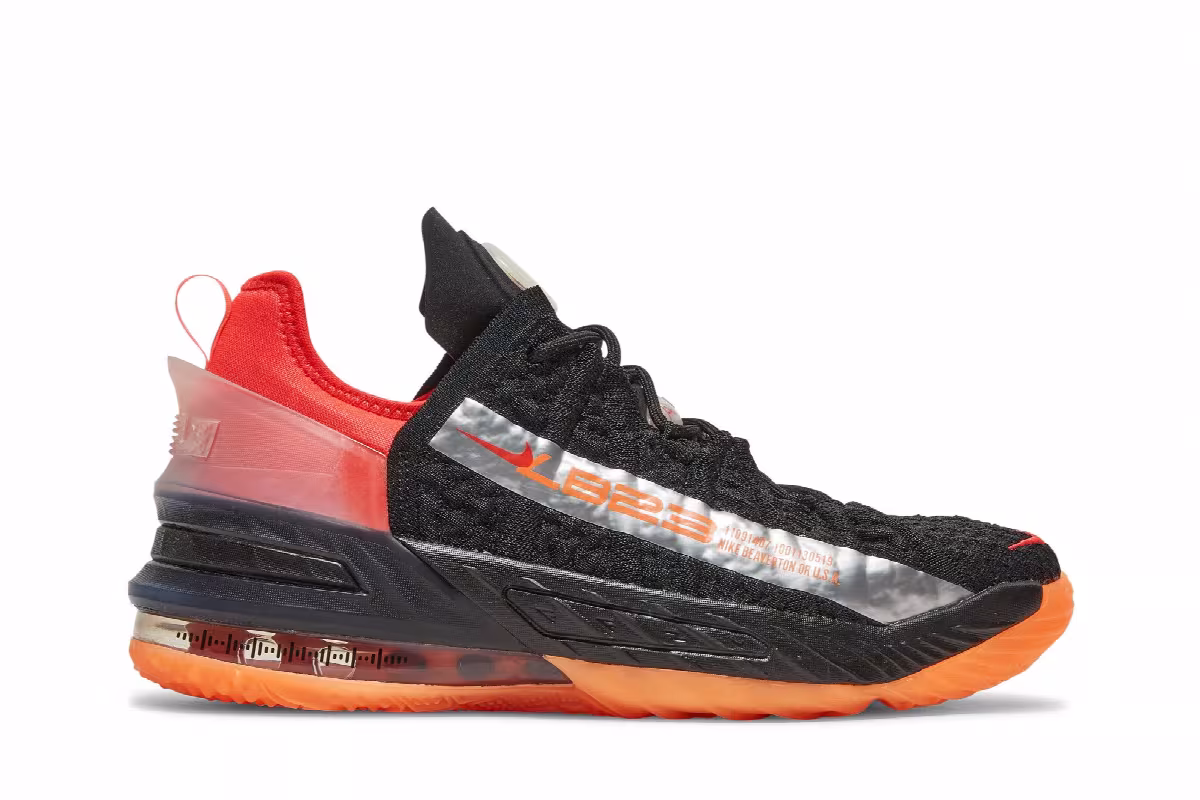 Nike LeBron 18 GS Black Crimson Volt, view 2