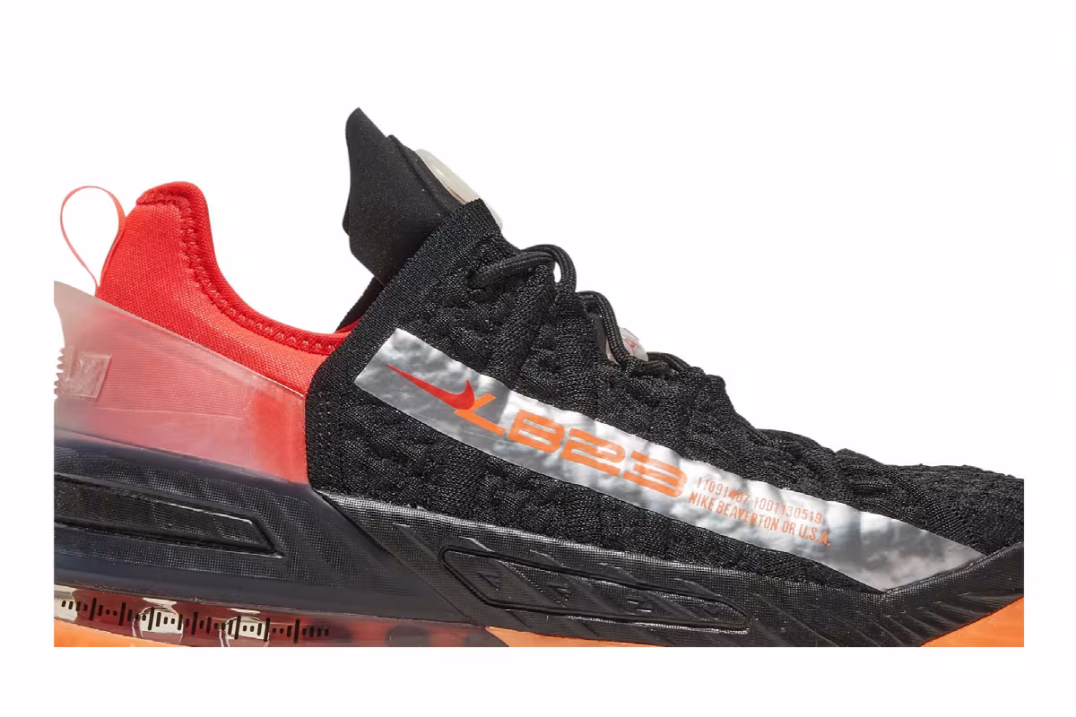 Nike LeBron 18 GS Black Crimson Volt, view 3
